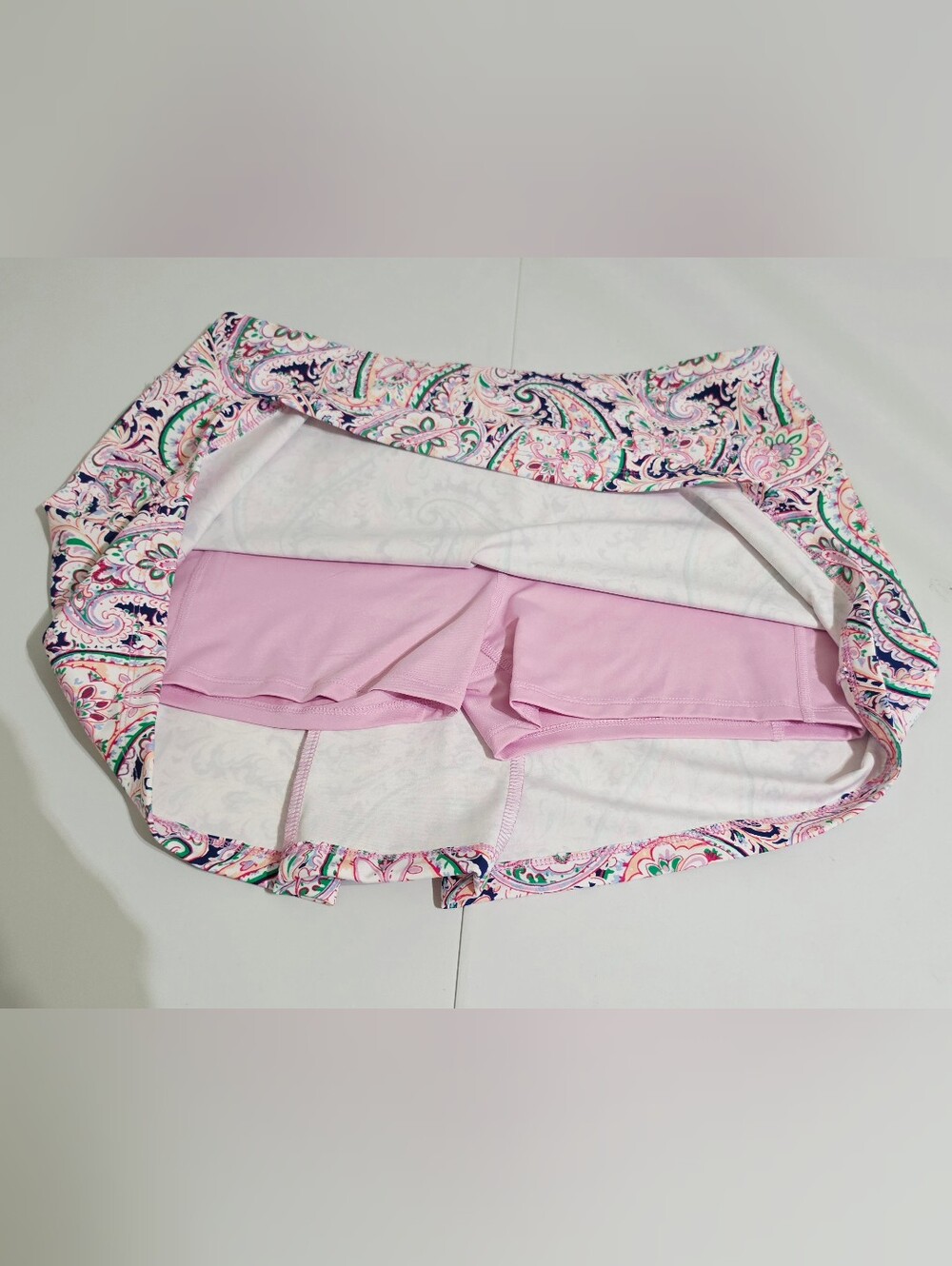 Sigrid Olsen Golf Tennis Outfit Large Pink Polo Paisley Skort Built In Shorts - Picture 9 of 15